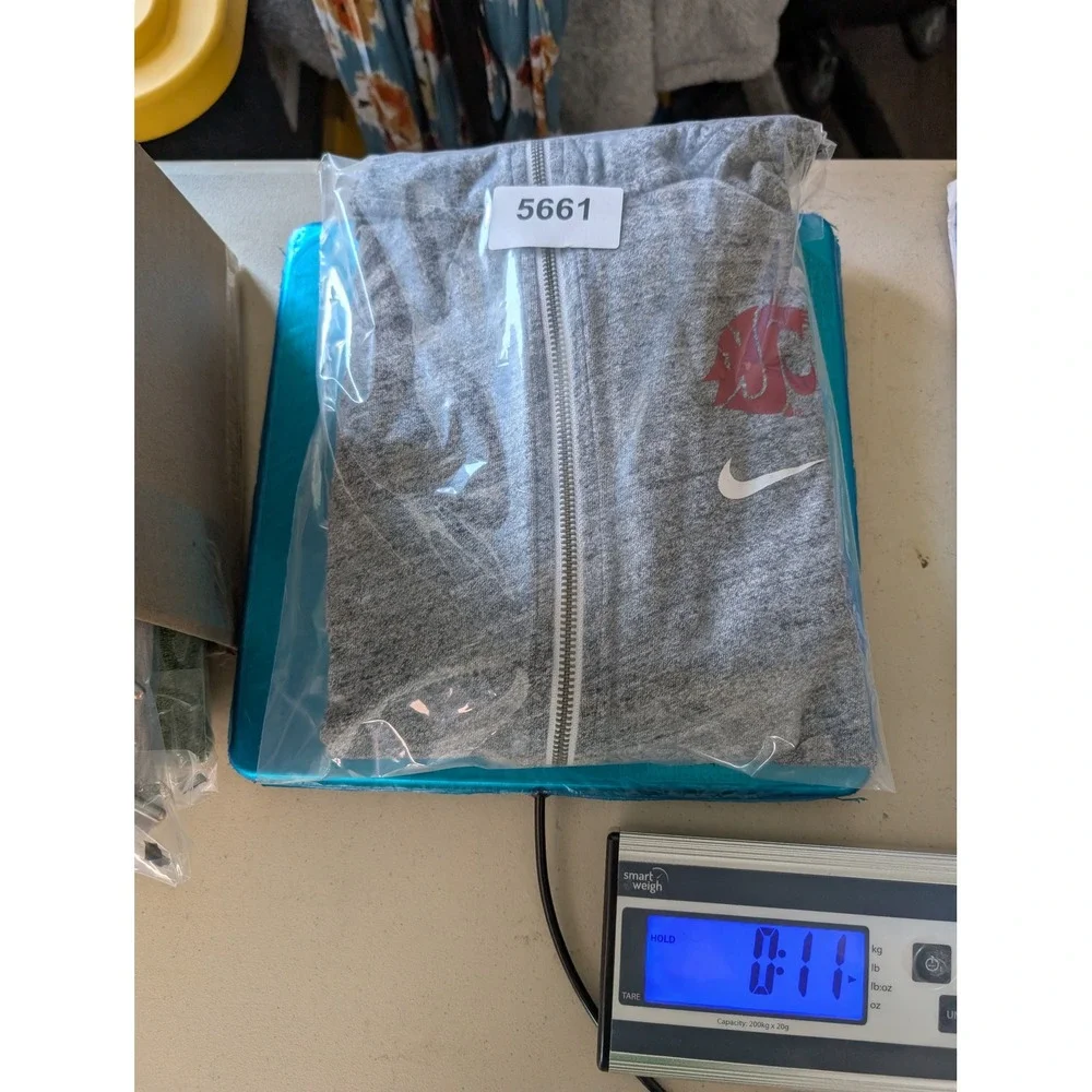 Nike Washington State Cougars WSU Full Zip Hoodie Gray Large